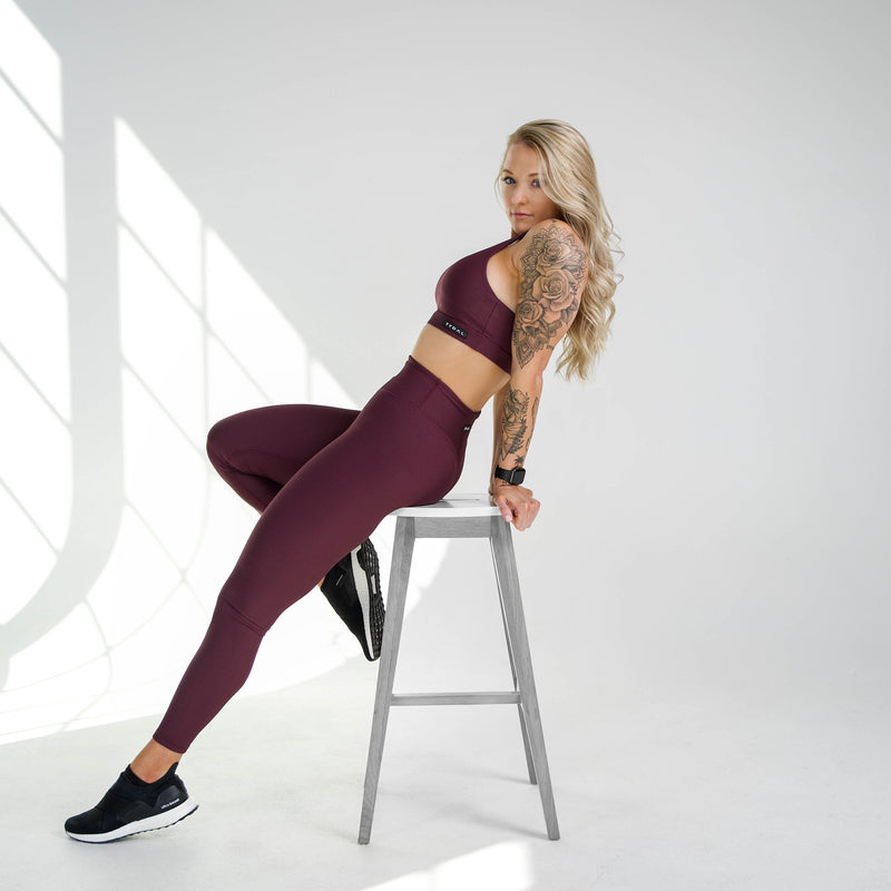 Wine Ribbed Leggings
